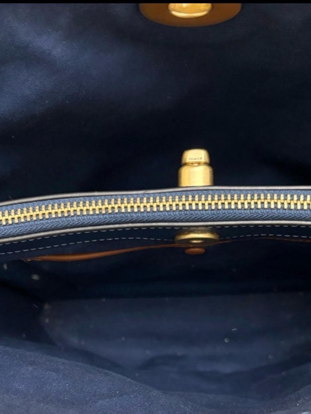 Coach  Willow Tote. Shoulder/Crossbody Straps. Denim/Gold-Tone Accents. - Picture 4 of 10